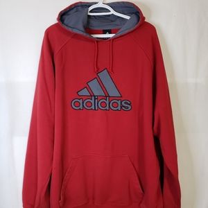 Adidas Logo Hoodie Pullover Sweatshirt Red Long Sleeves Men's Size 2XL